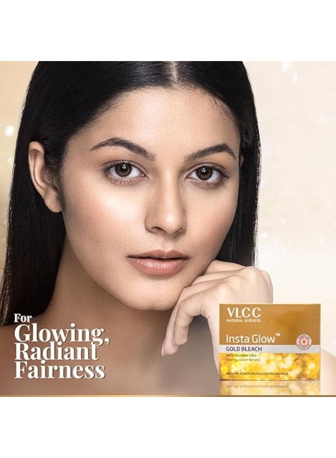 VLCC Insta Glow Gold Bleach - 30g X 4 (Pack of 4) - With Colloidal Glow For Glowing Fairness | Skin Brightening Bleach | Perfect Skin Match, Reduces Facial Hair Visibility, Brightens Complexion - Image 4